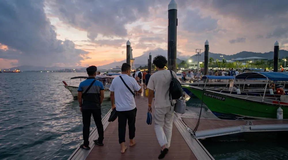 Un groupe de dirigeants devant les tours Petronas à Kuala Lumpur