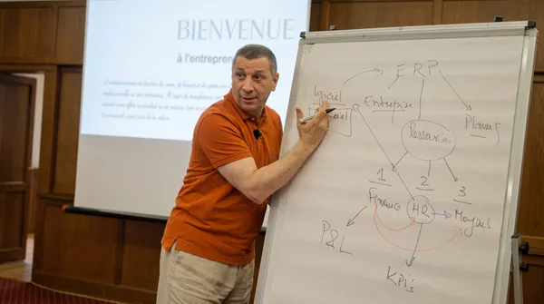 L'expert schématise l'entreprise au paperboard
